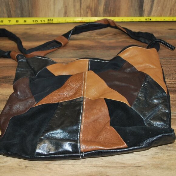 Vintage Multi-color Leather Stone Mountain Leather Purse Hobo Bag - Picture 1 of 4